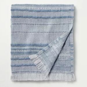 Hearth & Hand with Magnolia Textured Rib Stripe Dobby Throw Blanket Vintage Blue